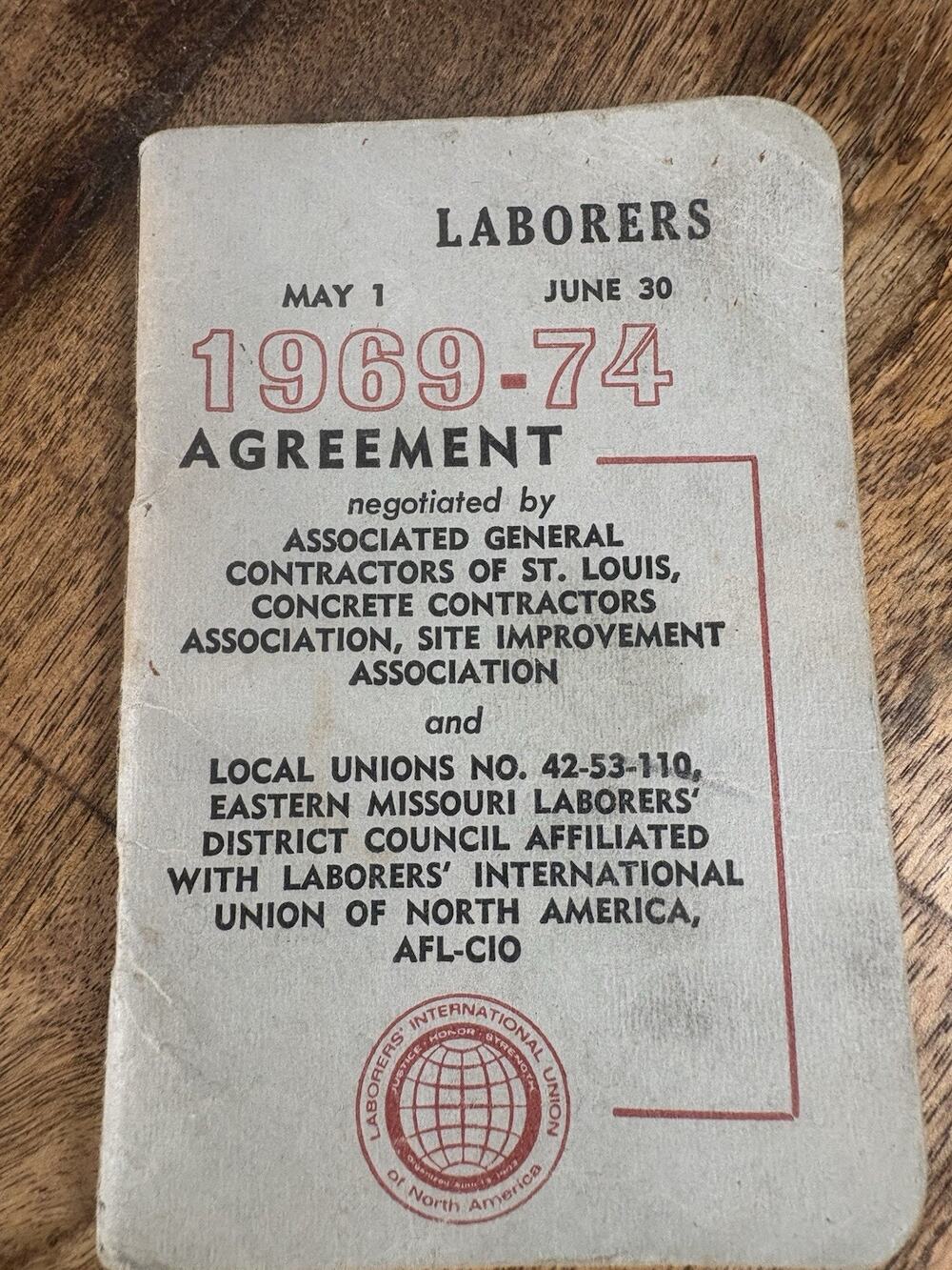 1969-74 Laborers Agreement Booklet